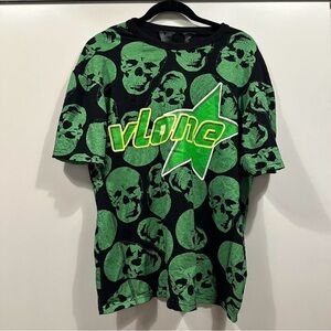 VLONE Black and Green Skull T-Shirt